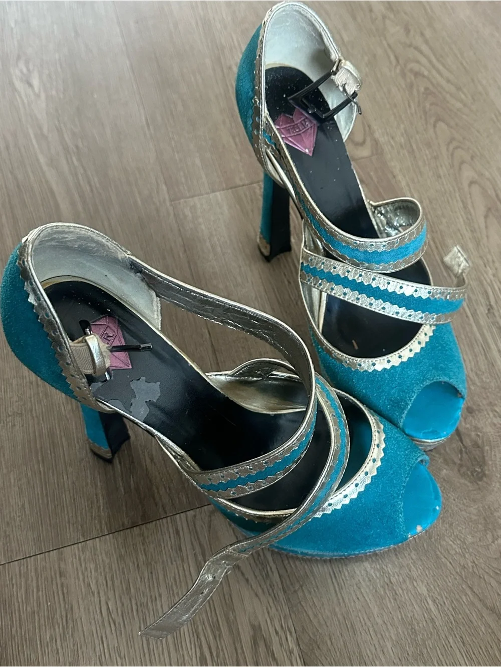 T.U.K. Platinum Collection turquoise platform heels